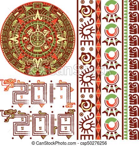 447x470 Calendario, Azteca, Ornamentos Calendario, Vector, Ornamentos