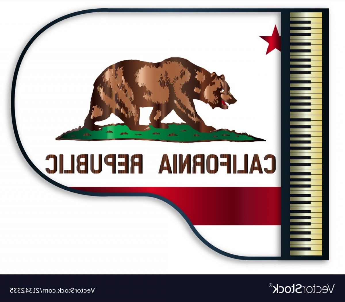1200x1051 Grand Piano California Flag Vector Soidergi