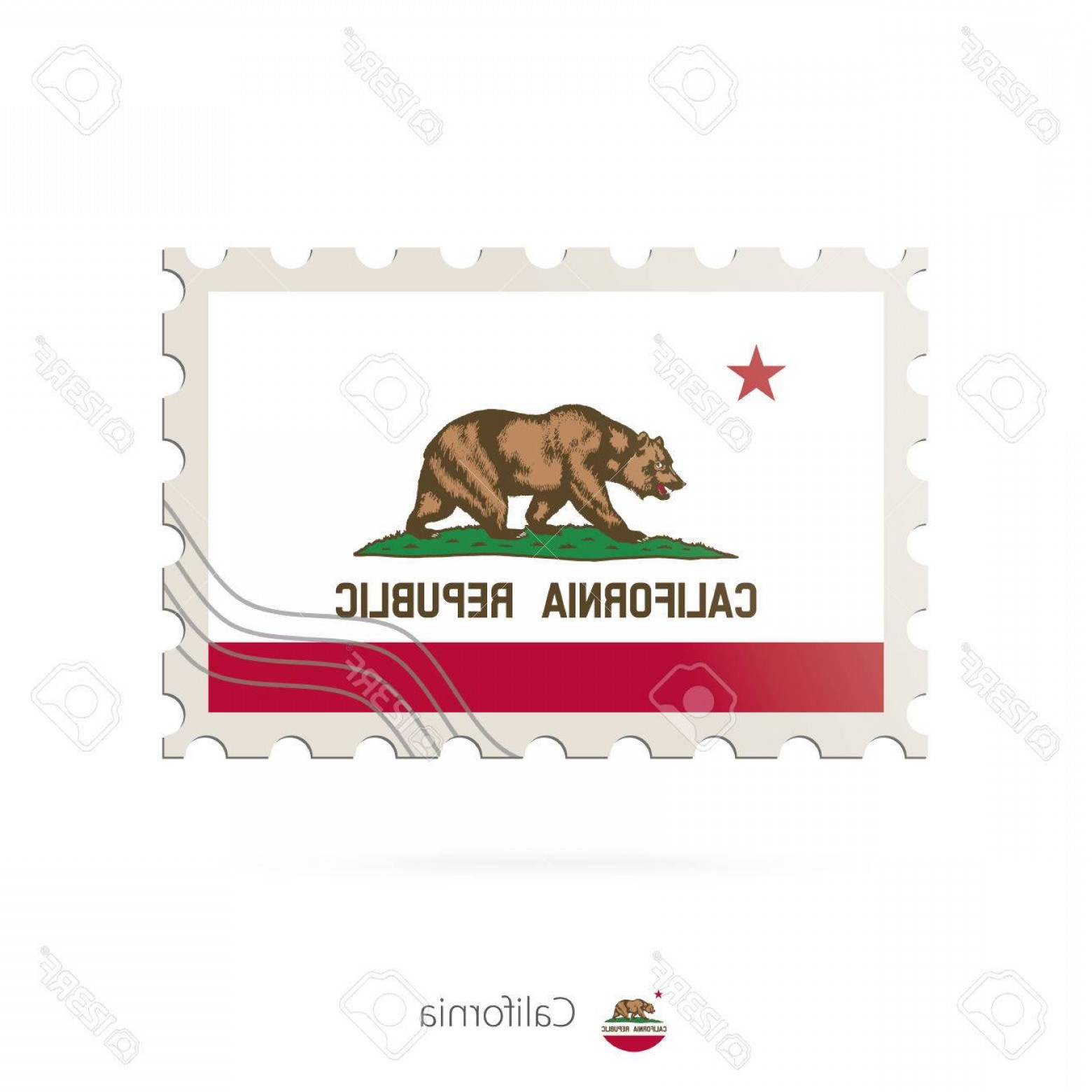 1560x1560 Photostock Vector Postage Stamp With The Image Of California State