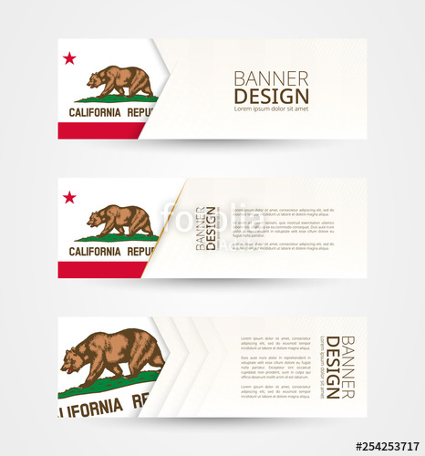 466x500 Set Of Three Horizontal Banners With Us State Flag Of California