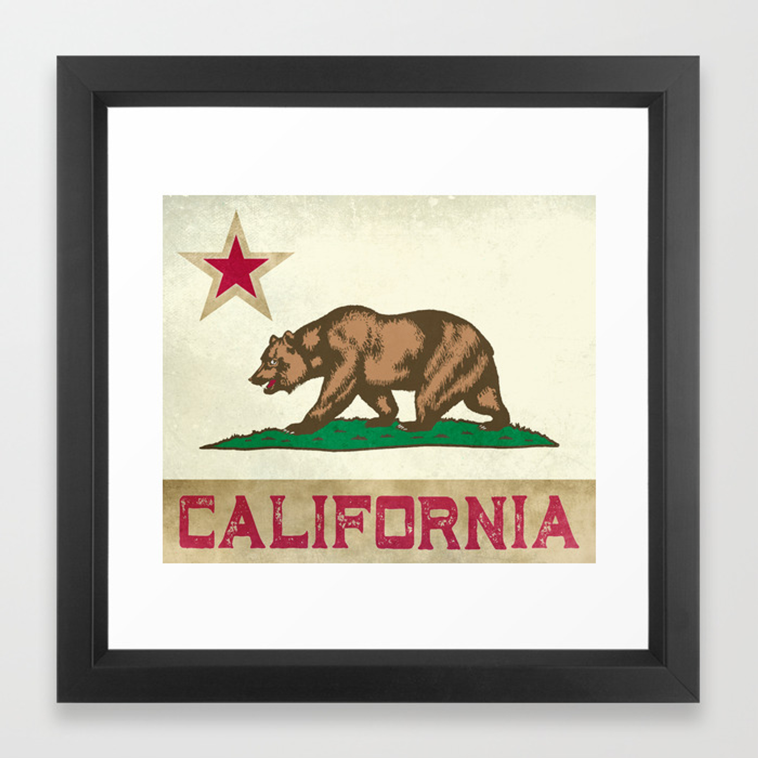 1500x1500 Vintage California Flag Framed Art Print