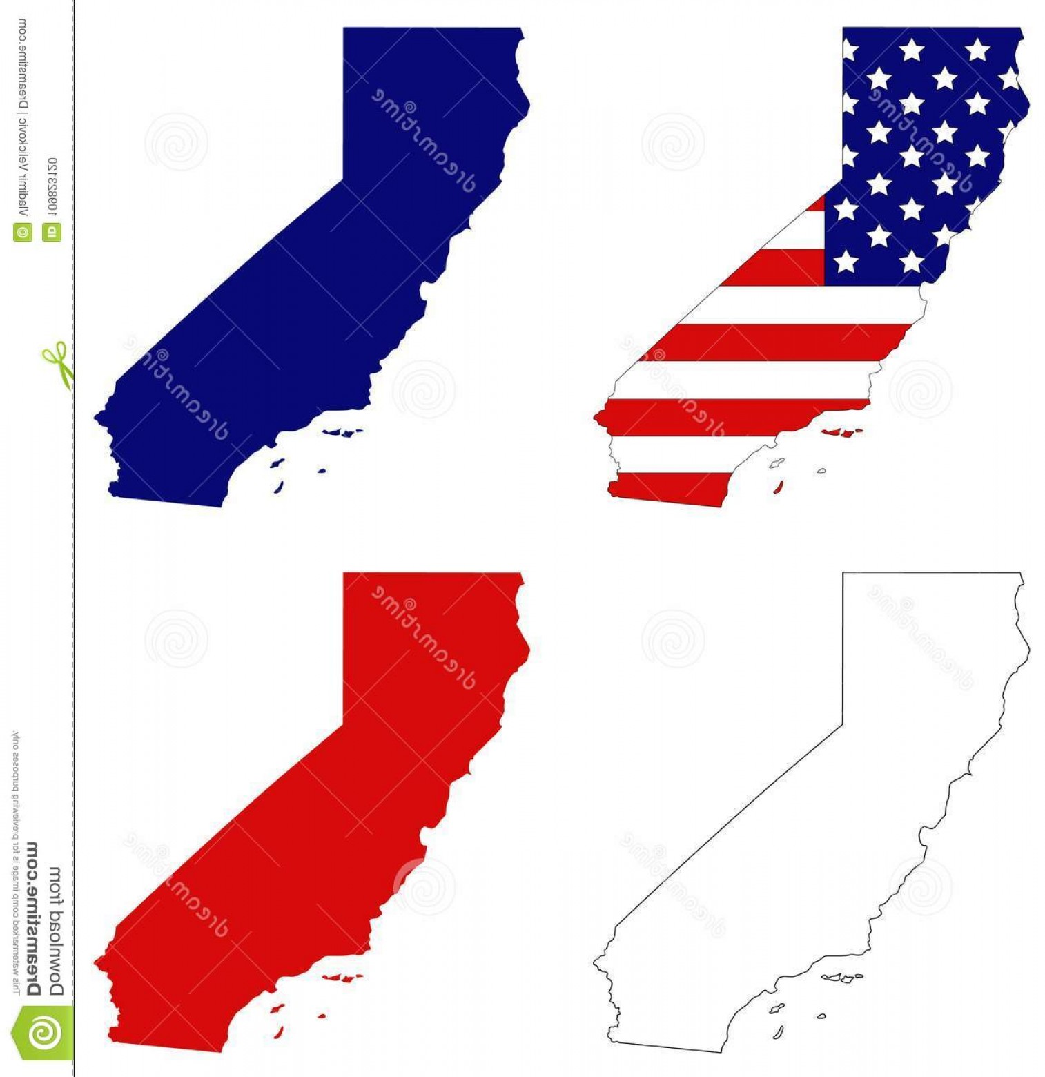 1514x1560 California Map Usa Flag State Pacific Region United States Vector