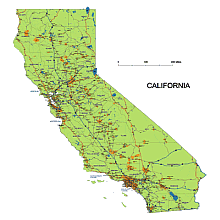 220x220 Editable Royalty Free Map Of California, Ca In Vector Graphic