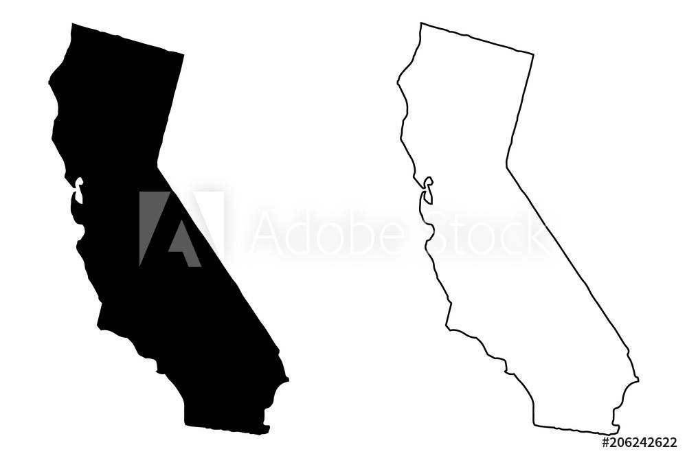 1000x667 Photo Art Print California Map Vector Illustration, Scribble