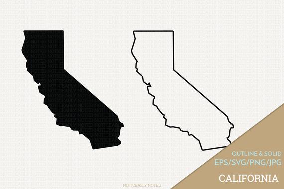 570x379 California Vector State Clipart Ca Clip Art California Etsy