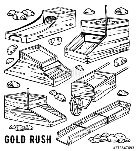 451x500 Different Rocker Boxes California Gold Rush Vintage Outline