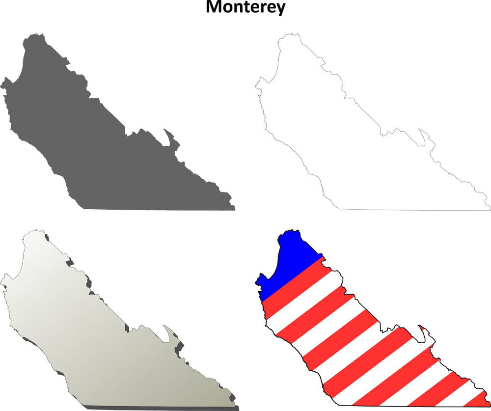 1000x837 Monterey County California Outline Map Set Vector