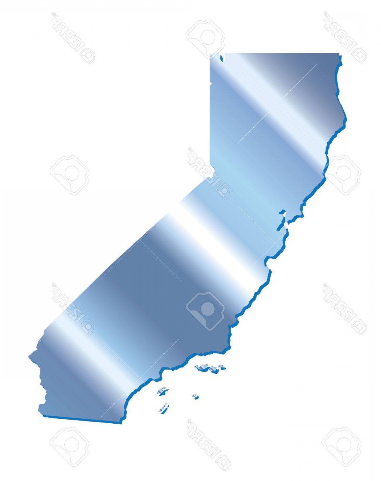 1236x1560 Photostock Vector D California Usa Iridium Blue Outline Map