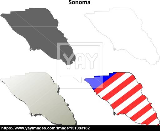 Sonoma County, California Outline Map Set Vector 512x419 Sonoma County, California Outline Map Set Vector