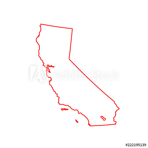 500x500 Map Of California Vector Image Red Outline