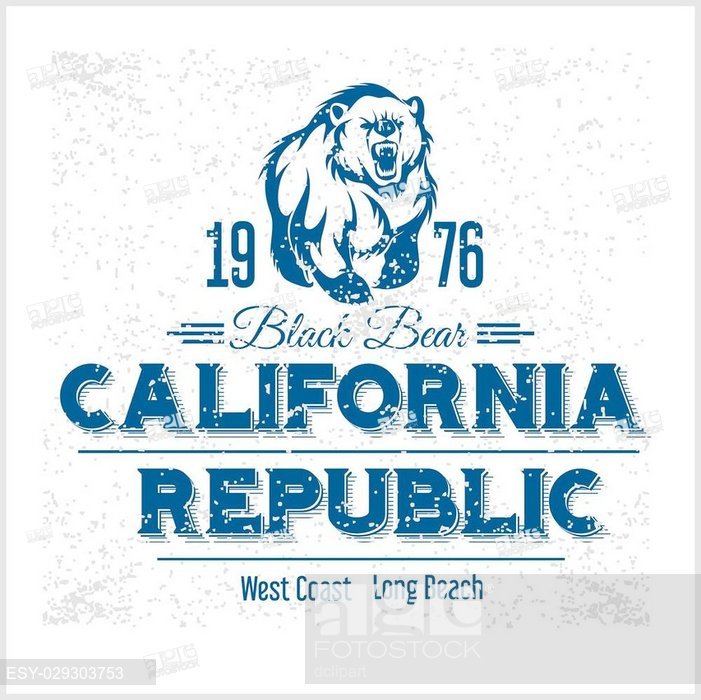 California Republic Vintage Typography With A Grizzly Bear, T 701x700 California Republic Vintage Typography With A Grizzly Bear, T