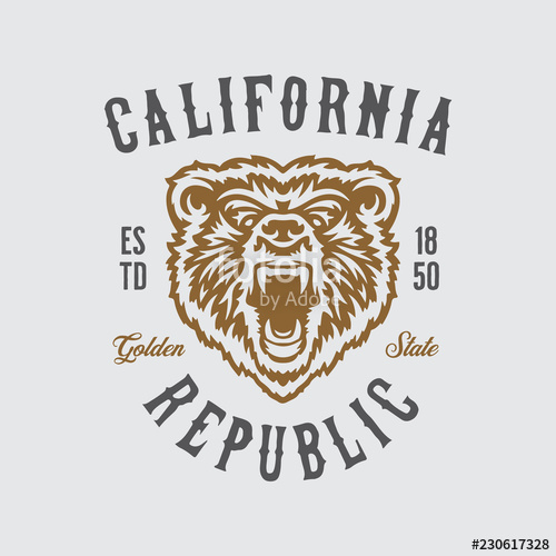 California Republic T Shirt Design With Grizzly Bear Head Vector 500x500 California Republic T Shirt Design With Grizzly Bear Head Vector