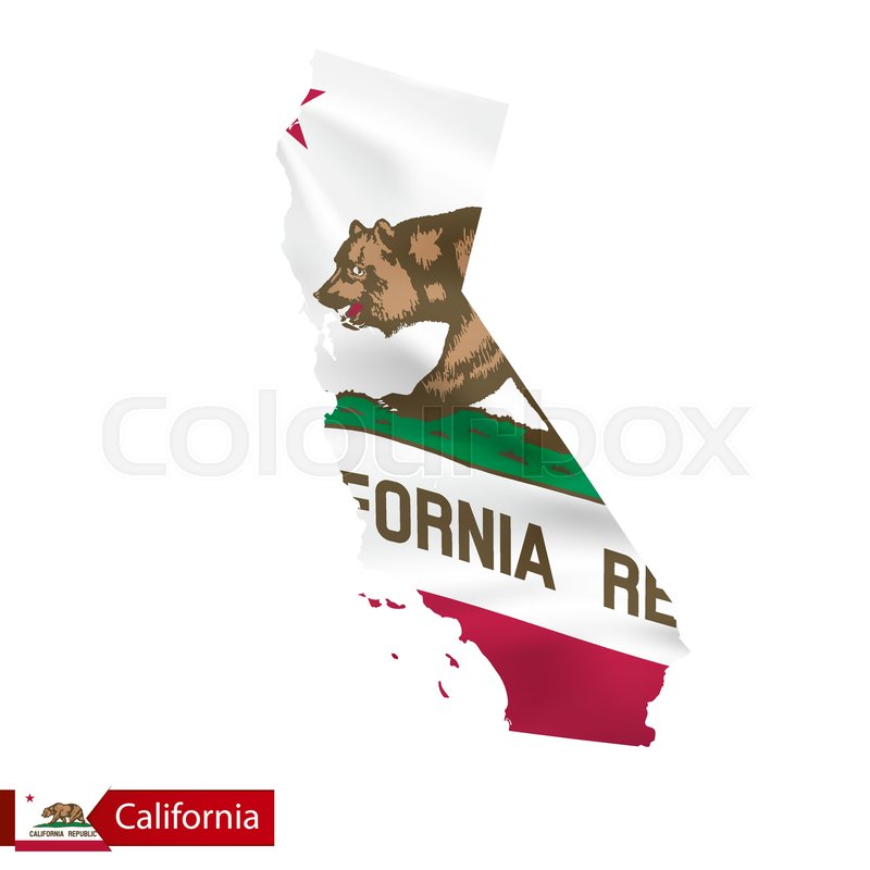 800x800 California State Map With Waving Flag Stock Vector Colourbox