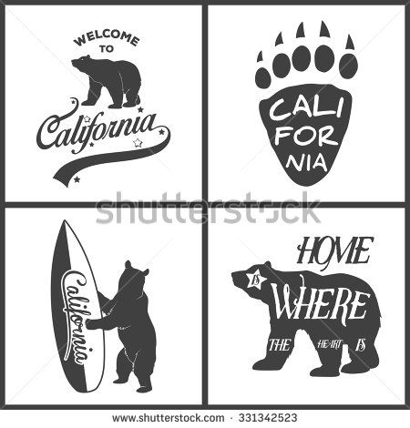 450x470 Set Of Vintage Monochrome California Emblems And Design Elements