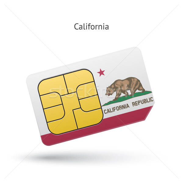 600x600 State Of California Phone Sim Card With Flag Vector Illustration