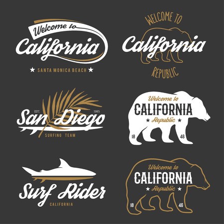 450x450 Vector Vintage Monochrome California Badges Design Elements For T