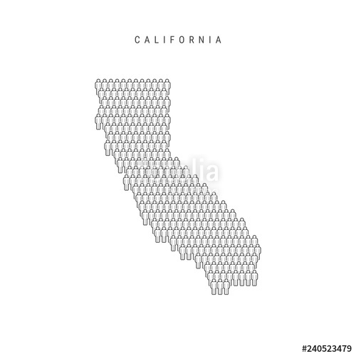 Vector People Map Of California, Us State Stylized Silhouette 500x500 Vector People Map Of California, Us State Stylized Silhouette