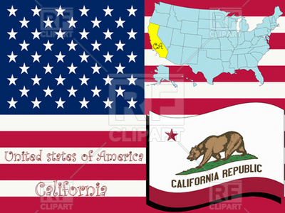 400x300 California State Flag And Map Outline Vector Image Of Signs