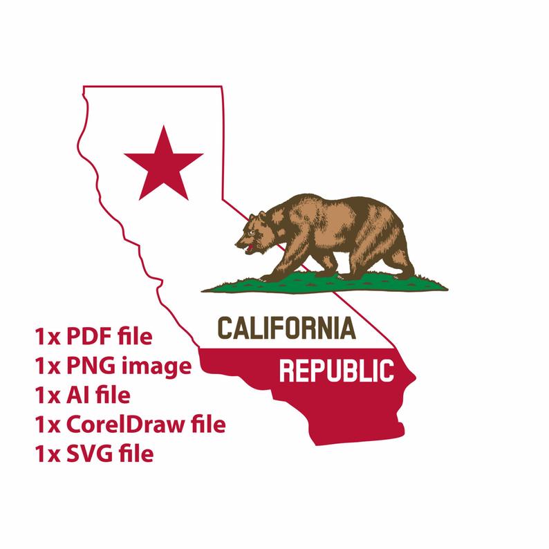 794x794 California State Map With Flag Png Clipart State Of Etsy