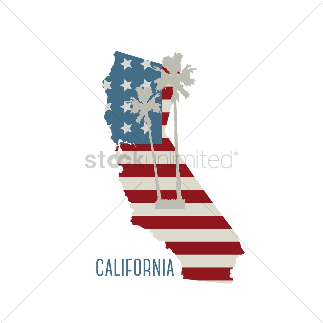 1300x1300 California State Map With Palm Trees Vector Image
