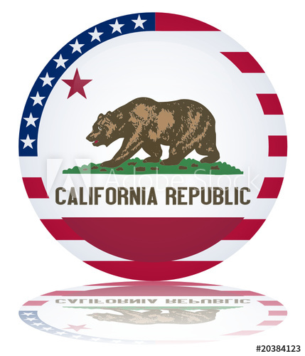 429x500 Californian State Round Flag Button