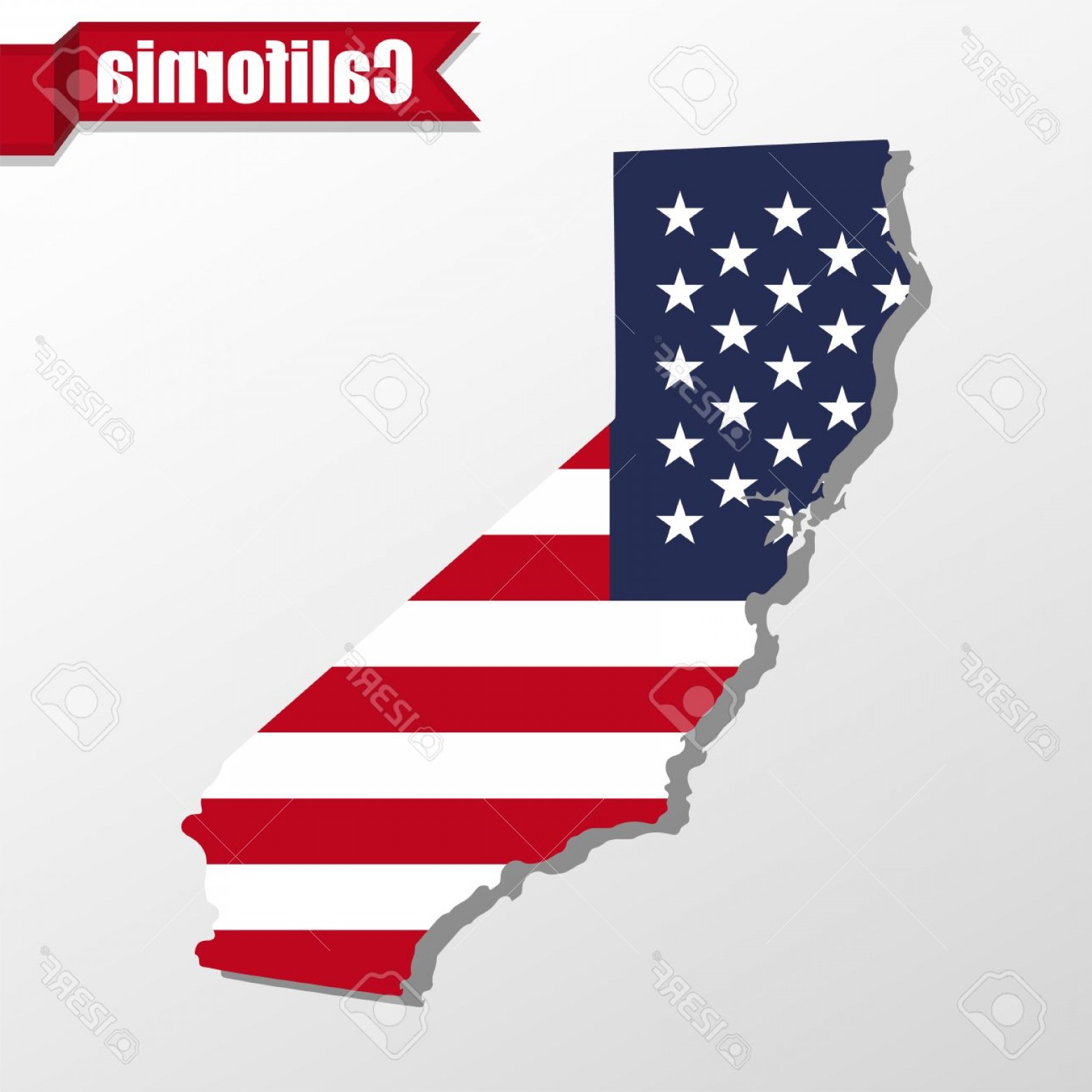 1560x1560 Photostock Vector California State Map With Us Flag Inside