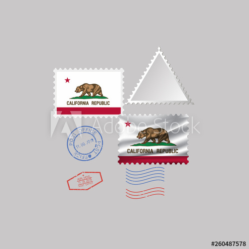 500x500 Postage Stamp With The Image Of California State Flag Vector