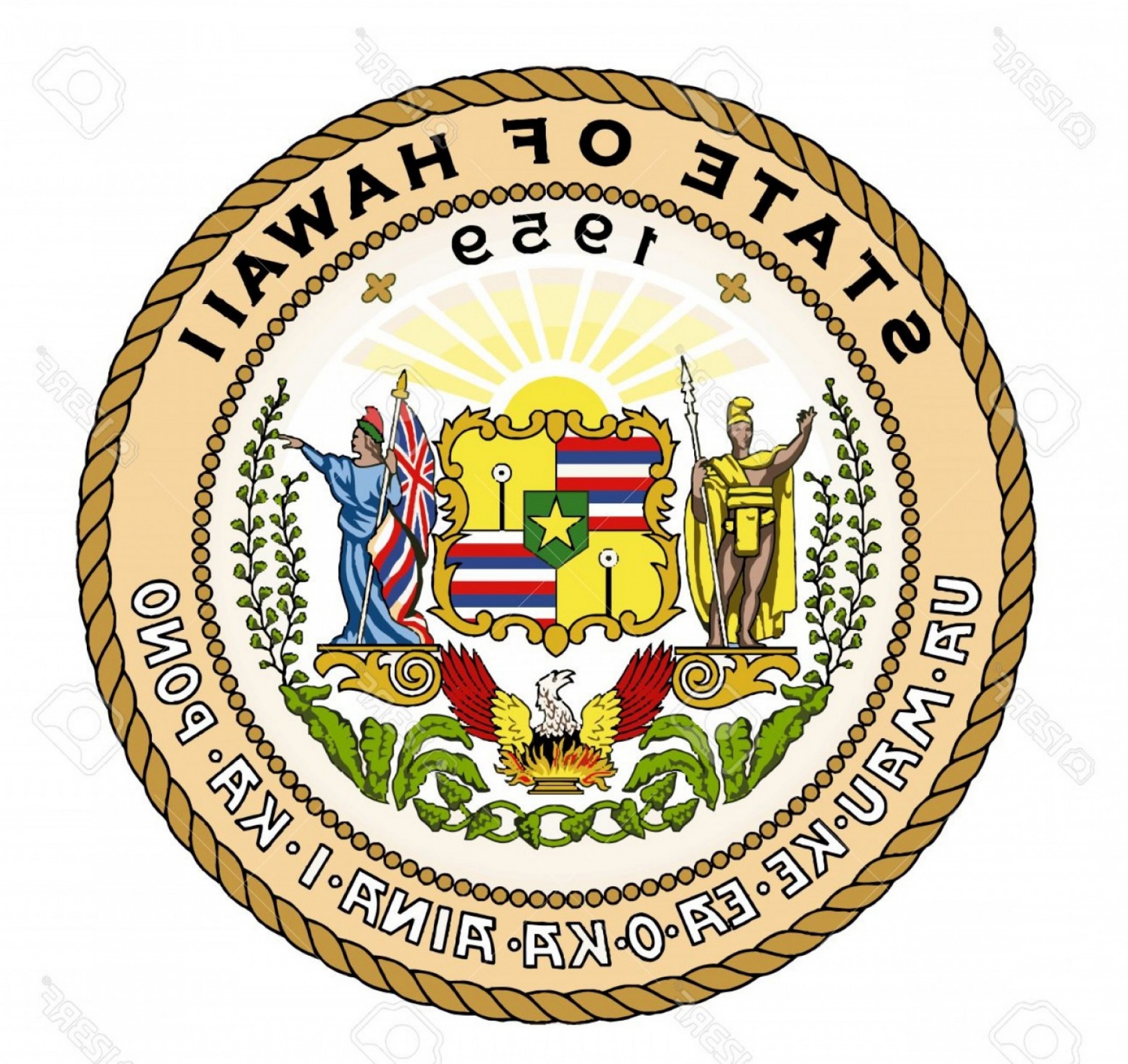 2246x2120 Photostock Vector State Seal Of Hawaii Handandbeak