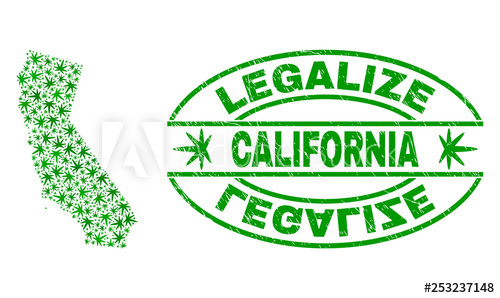 500x298 Vector Cannabis California State Map Collage And Grunge Textured