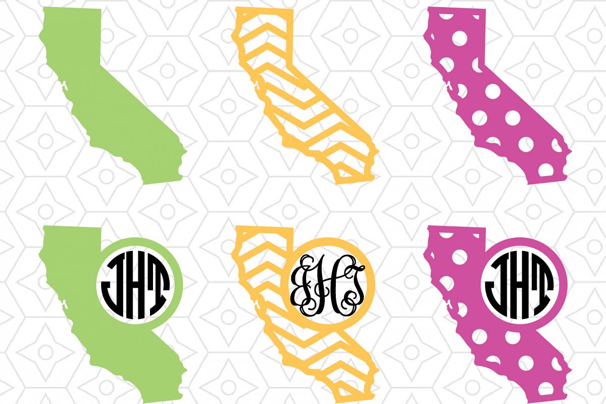 1200x800 California State Monogram Frame Decal Collection, Dxf