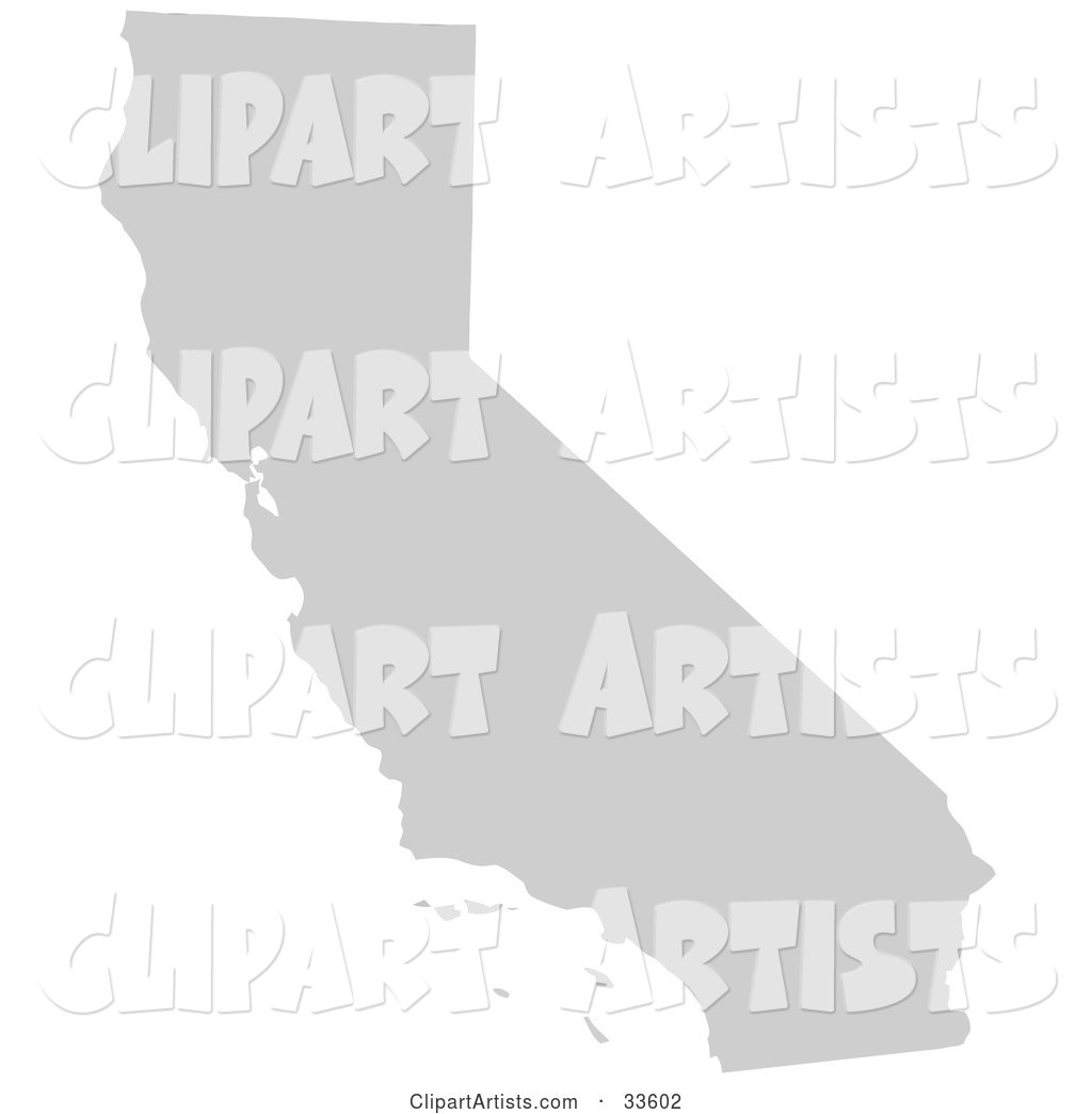 1024x1044 Gray State Silhouette Of California, United States, On A White