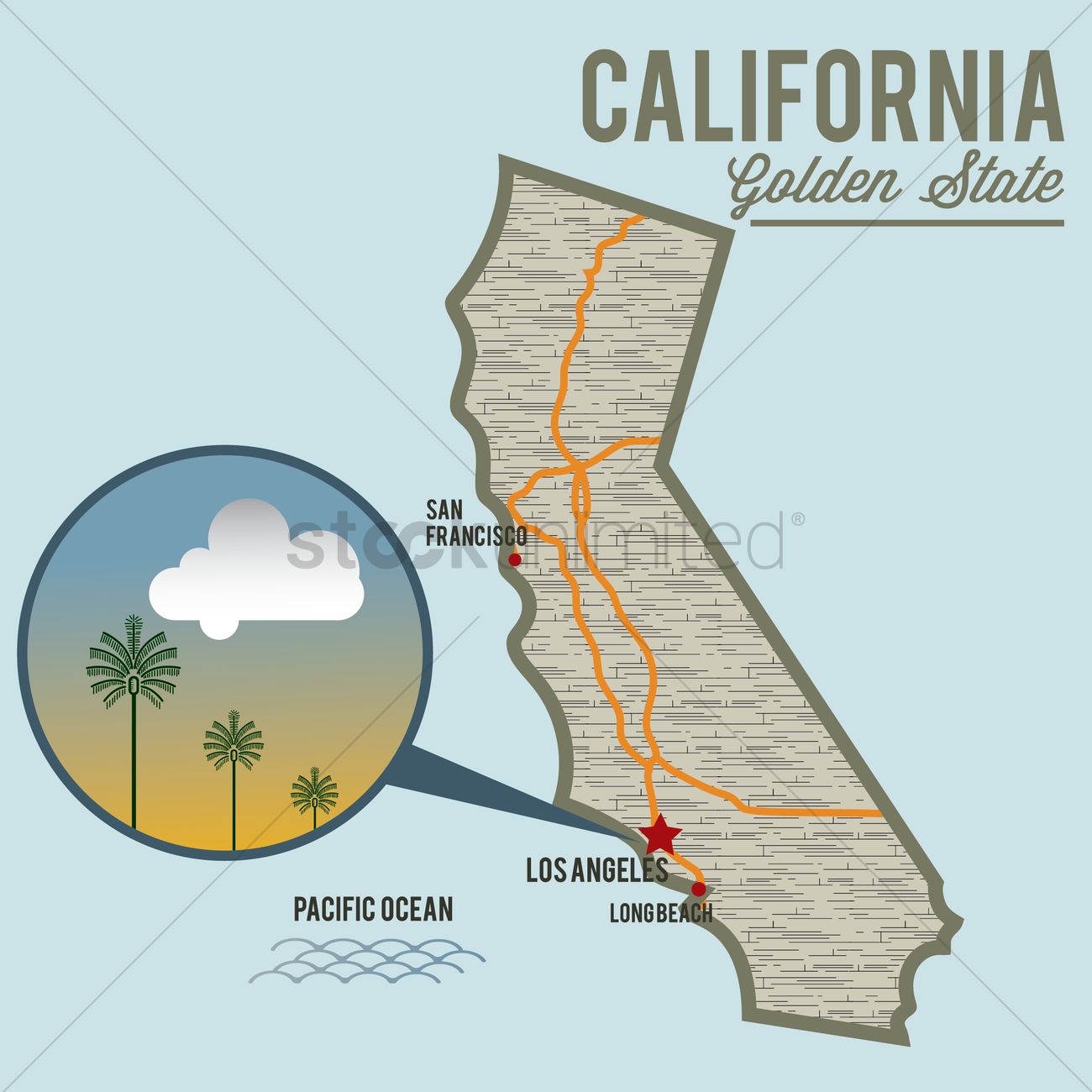 California State Map Vector Image 1300x1300 California State Map Vector Image
