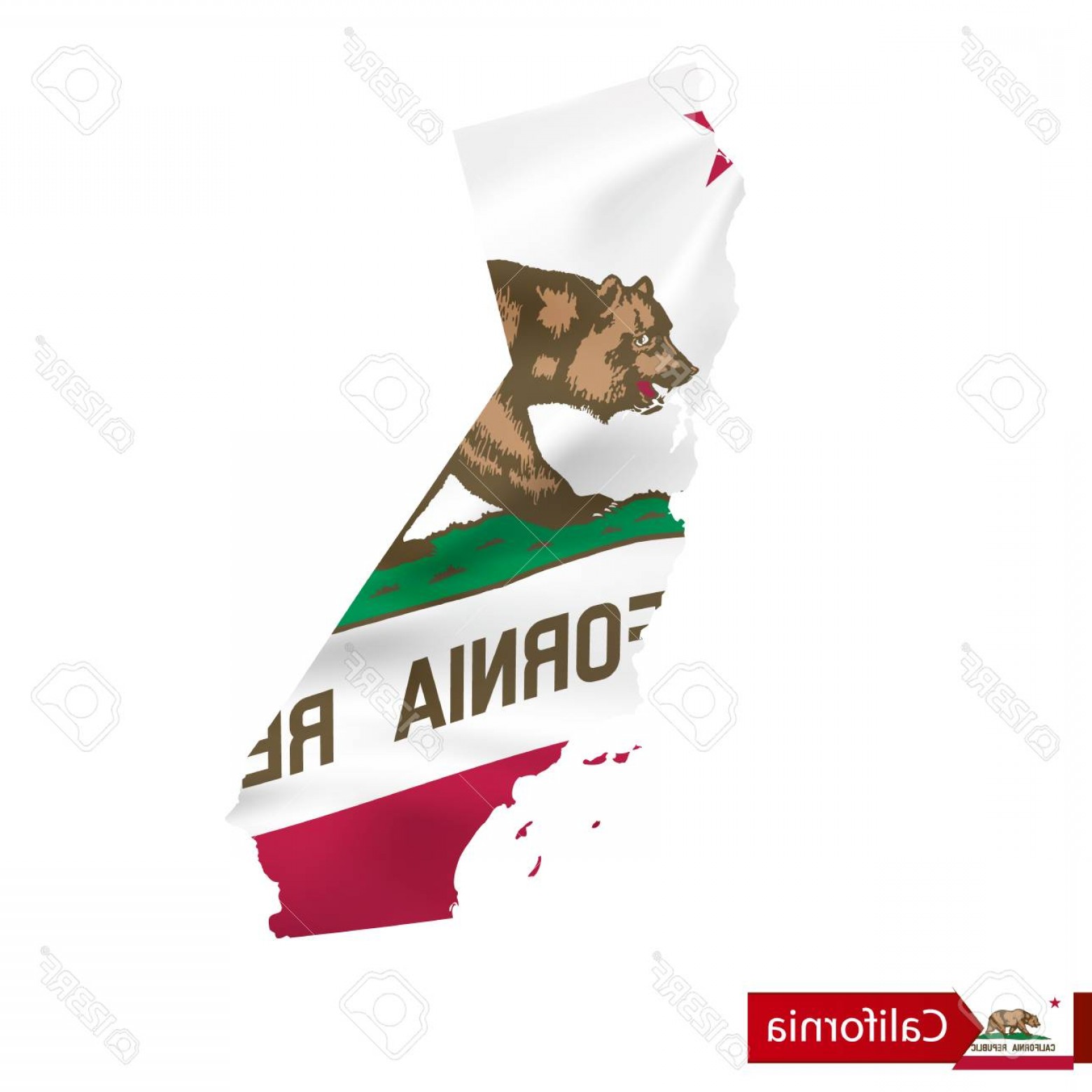 Photostock Vector California State Map With Waving Flag Of Us 1560x1560 Photostock Vector California State Map With Waving Flag Of Us