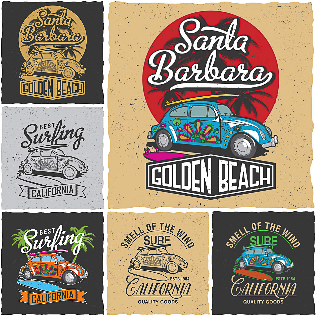 1200x1200 California Surfing T Shirt Prints Vector Free Download