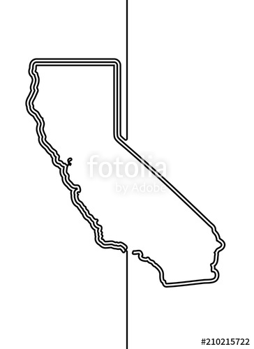 364x500 California Continuous Contour Vector Line Drawing Stock Image