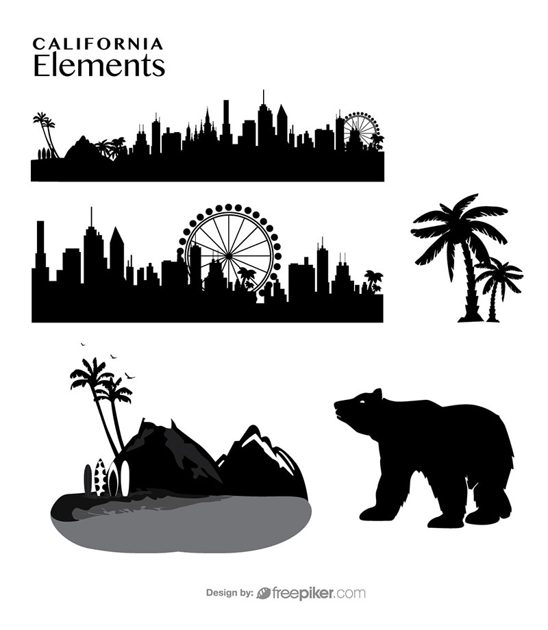 800x920 Freepiker California Elements Skyline Mountain Vector