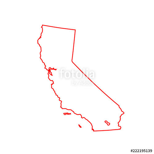 500x500 Map Of California Vector Image Red Outline Stock Image