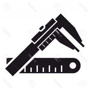 300x300 Photostock Vector Black Icon Vernier Calipers And Ruler On A White