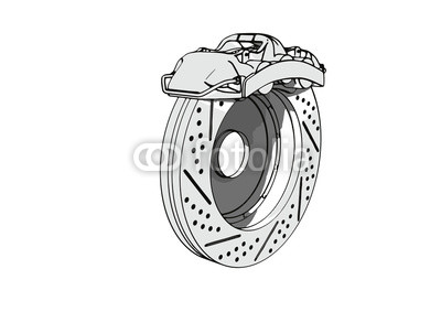 400x283 Sketch Of Brake Caliper Vector Wall Mural Table Wallpaper Murals