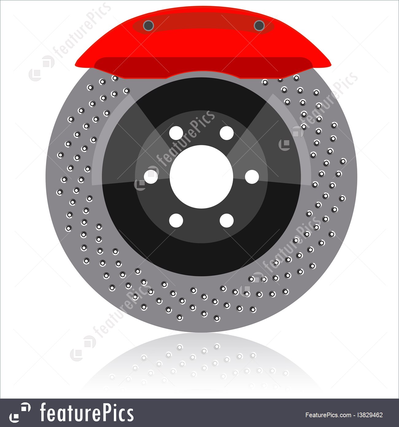 1300x1392 Brake Disc With Caliper, Vector