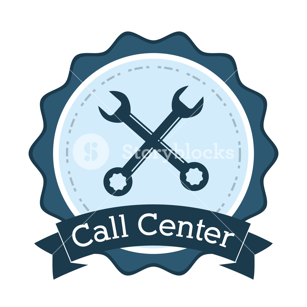 1000x1000 Call Center Support Technical Badge Vector Illustration