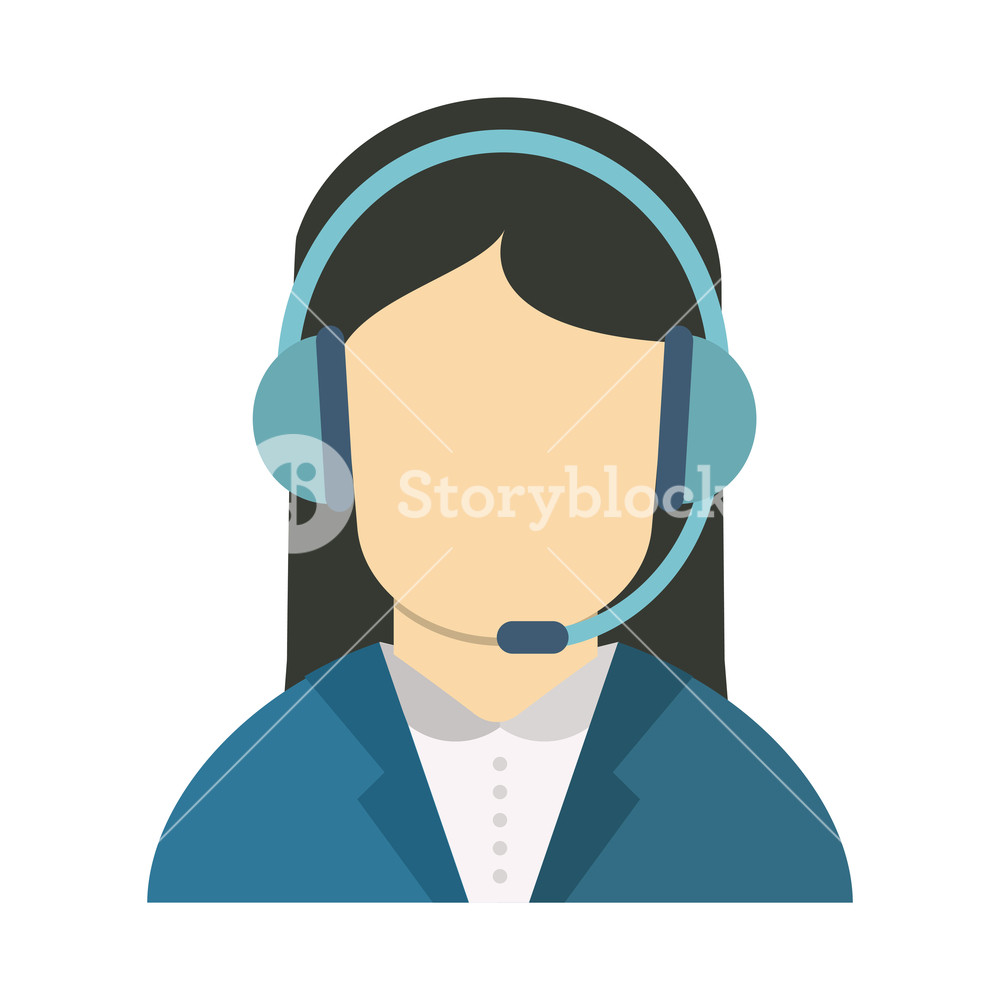 1000x1000 Call Center Woman With Headset Avatar Vector Illustration Graphic