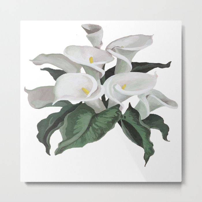 700x700 Painted Cream Calla Lilies Vector Metal Print