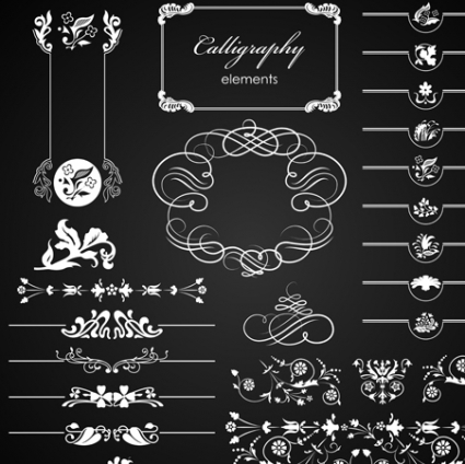 Set Of Ornate Calligraphy Border Pattern Vector Free Vectors 425x424 Set Of Ornate Calligraphy Border Pattern Vector Free Vectors