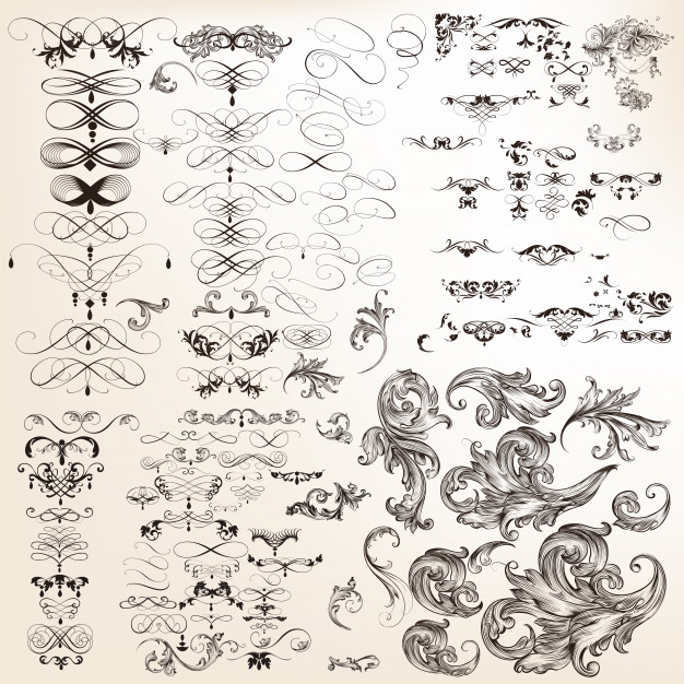 Huge Collection Of Vector Decorative Calligraphic Flourishes 626x626 Huge Collection Of Vector Decorative Calligraphic Flourishes