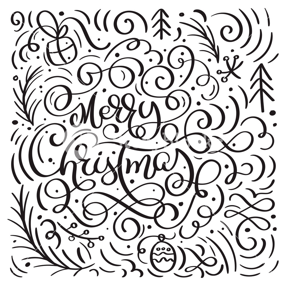 Merry Christmas On A White Background With Flourish Vector Xmas 1000x1000 Merry Christmas On A White Background With Flourish Vector Xmas