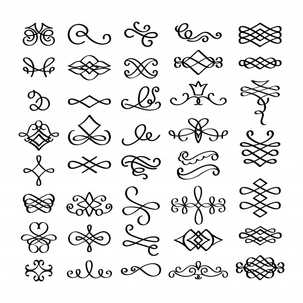 Vector Calligraphic Flourishes Design Elements For Postcard Vector 626x626 Vector Calligraphic Flourishes Design Elements For Postcard Vector