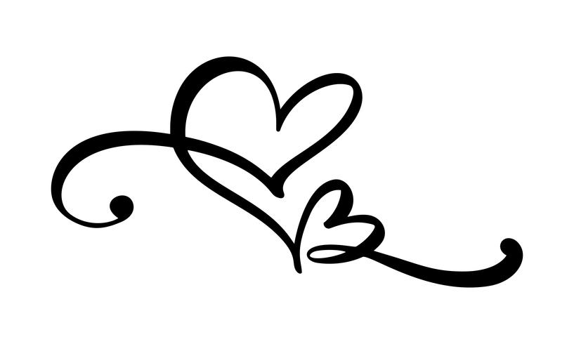 817x490 Hand Drawn Two Heart Love Sign Romantic Calligraphy Vector