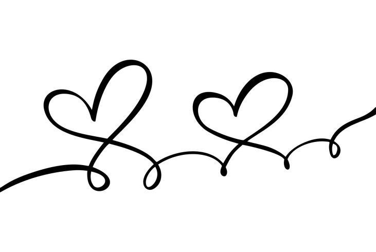 731x490 Hand Drawn Two Heart Love Sign Romantic Calligraphy Vector