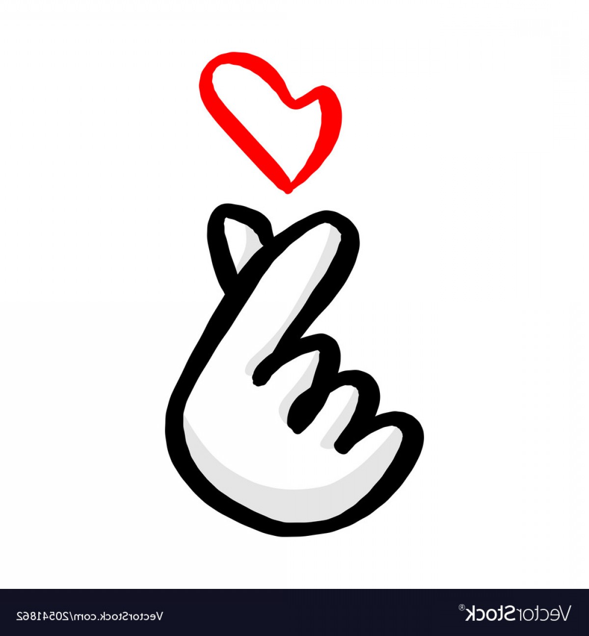 1200x1296 Korean Hand Heart Symbol With Red Heart Vector Handandbeak